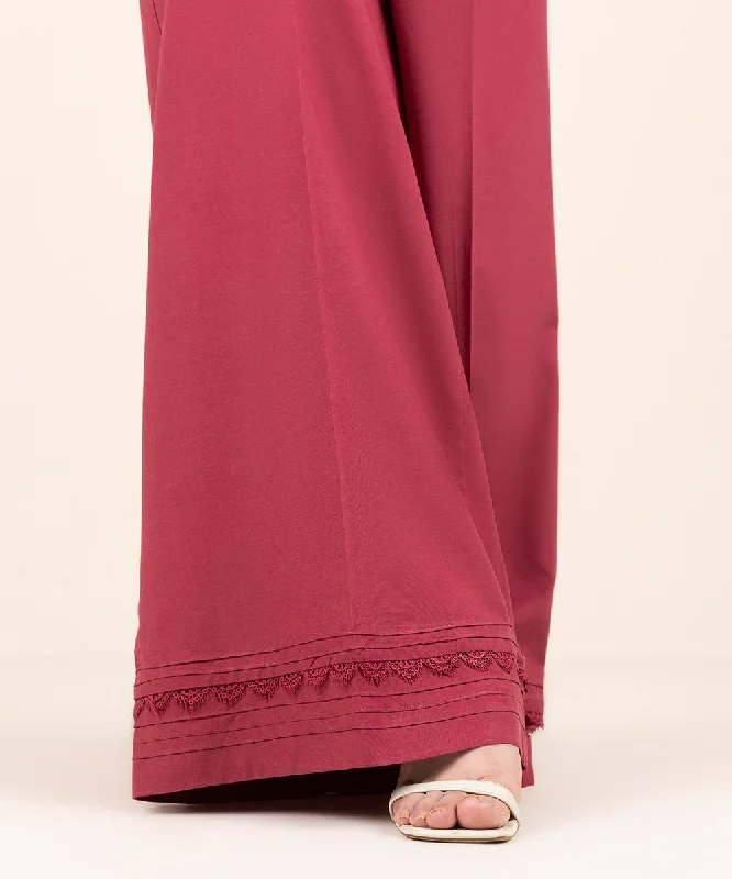 Solid Cambric Flared Pants Classic Chino Pants