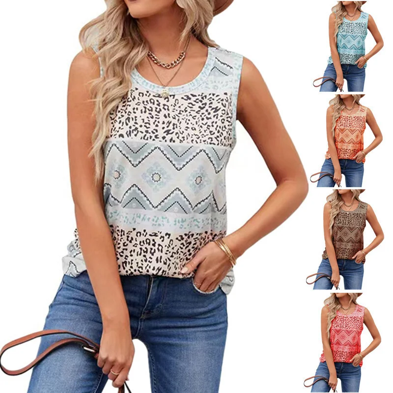 Ladies Vintage Print Casual Sleeveless Tank Top sleep tank top