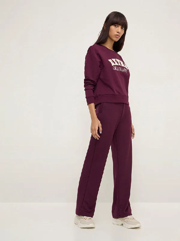 Studiofit Purple High-Rise Track Pants Elegant Trouser Pants