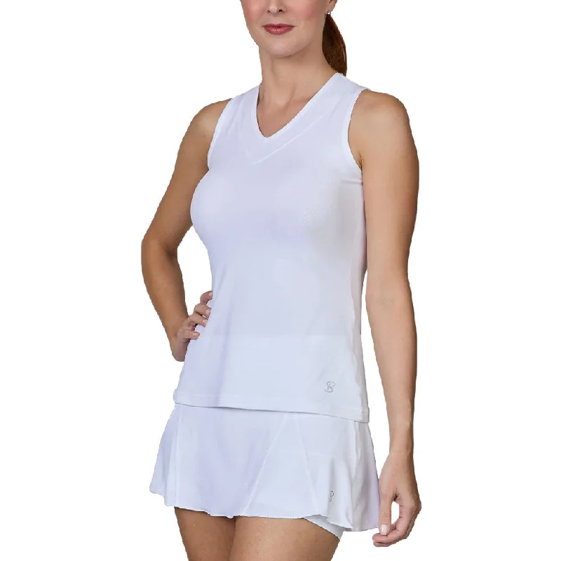 Sofibella Center Line Fullback White Womens Tennis Tank Top yoga tank top
