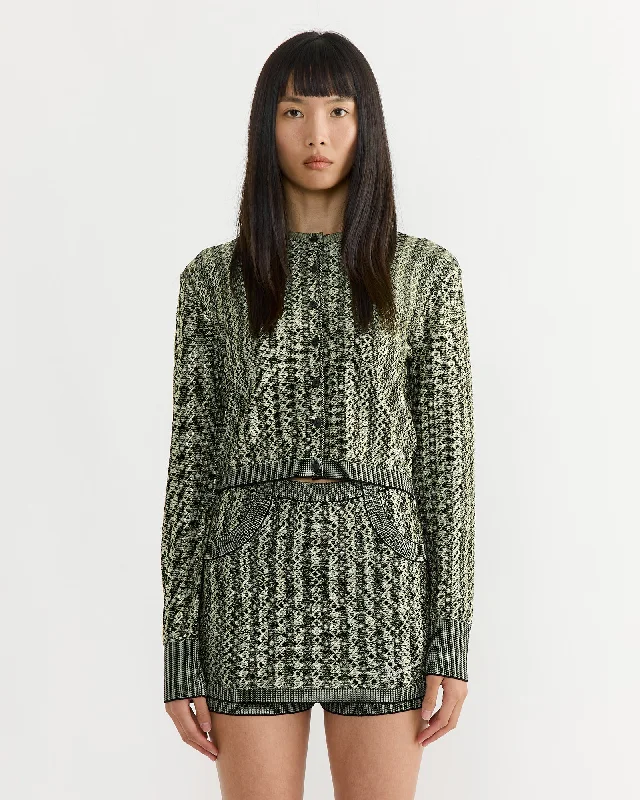 Le Marino Cardigan in Multi Black Thin Thick Dense