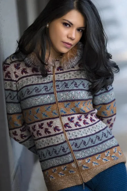 Suleyma Woman Cardigan, Bison, Merino & Silk Satin Blend Silk Blend Wool Blend
