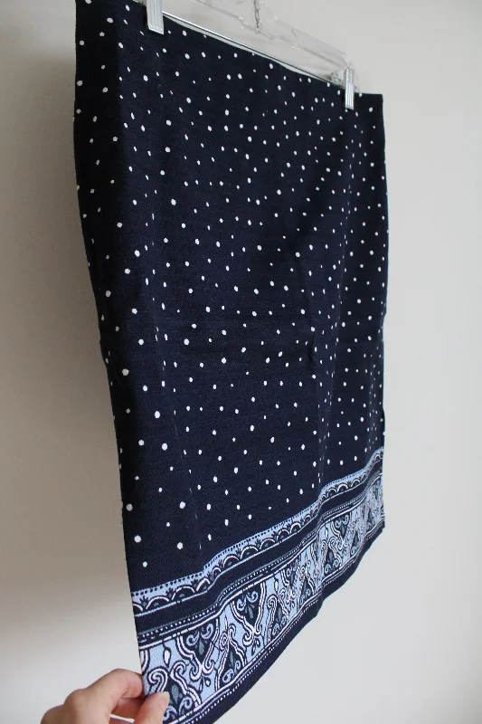 NEW LOFT Blue Polka Dotted Cotton Skirt | 12 velvet skirt plush