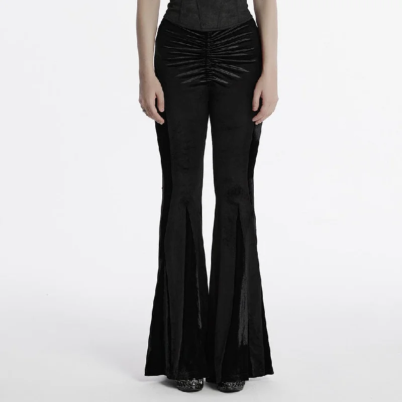 Women's Gothic Drawstring Velvet Flared Pants Stylish Harem Pants