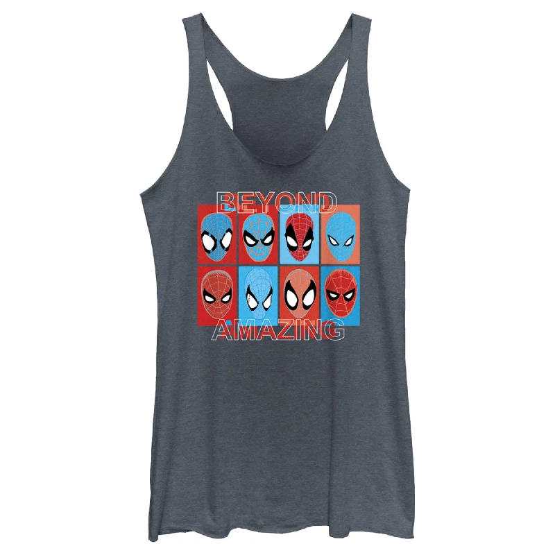 Women's Spider-Man: Beyond Amazing Mask Squares Racerback Tank Top bright tank top