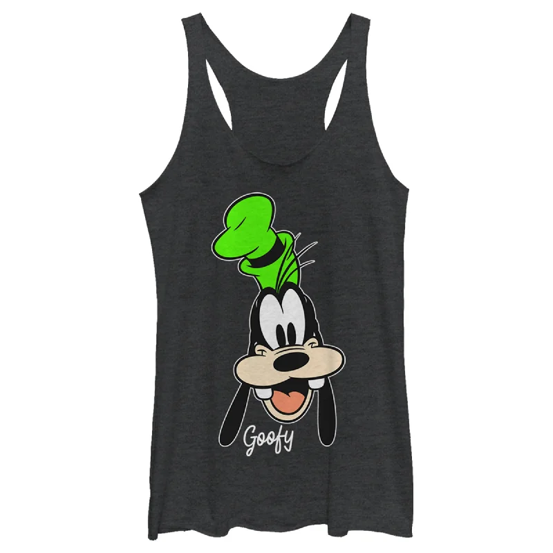 Women's Mickey & Friends Goofy Portrait Racerback Tank Top ribbed tank top