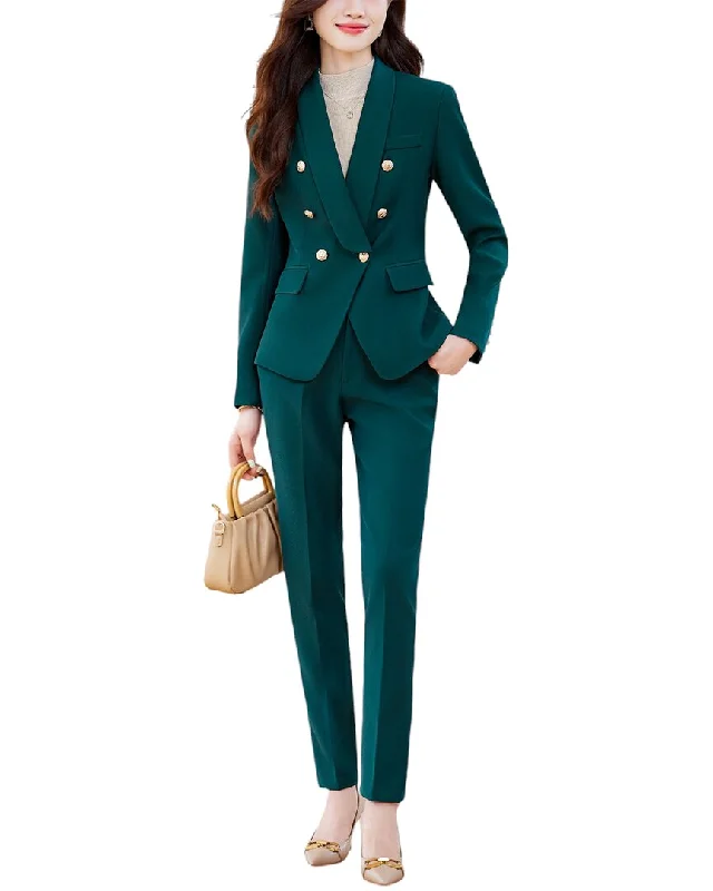 LIONELLO SALVI 2pc Blazer & Pant Set Slim Fit Casual Pants