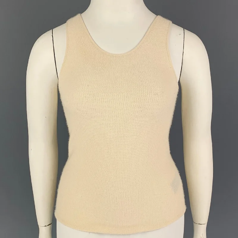 GIORGIO ARMANI Size 8 Cream Rayon Cashmere Tank Top flowy tank top