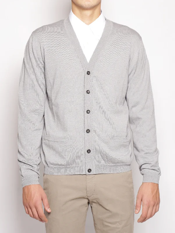 Cardigan in Maglia Grigio Tailored Straight A-Line