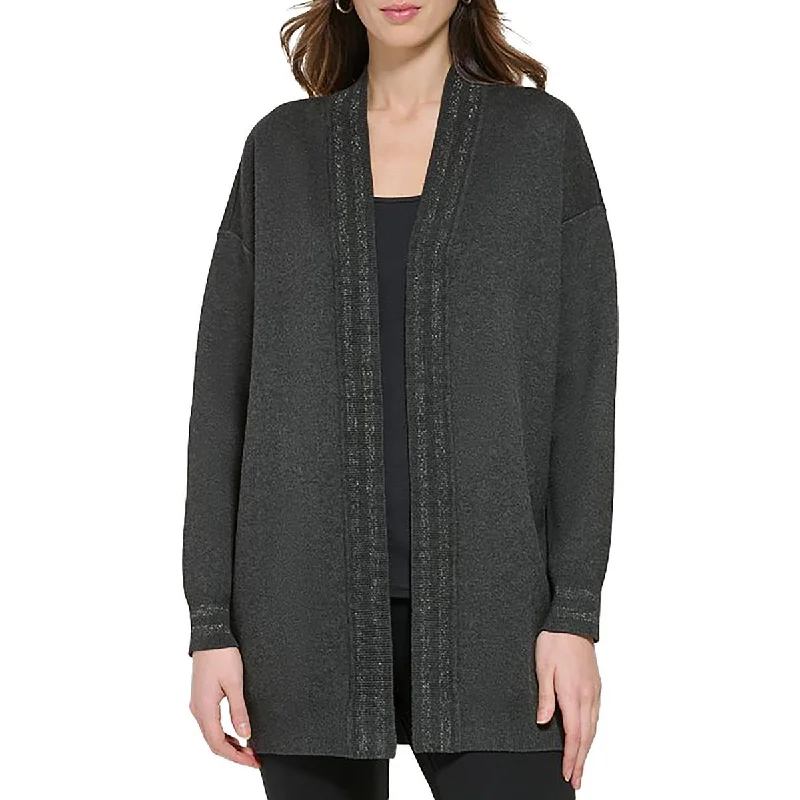 DKNY Womens Metallic Knit Cardigan Sweater Faux Fur Fabric Real Fur Fabric Shearling Fabric DKNY Womens Metallic Knit Cardigan Sweater Faux Fur Fabric Real Fur Fabric Shearling Fabric
