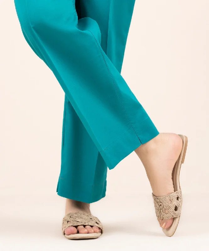 Solid Crosshatch Straight Pants Soft Stretch Pants