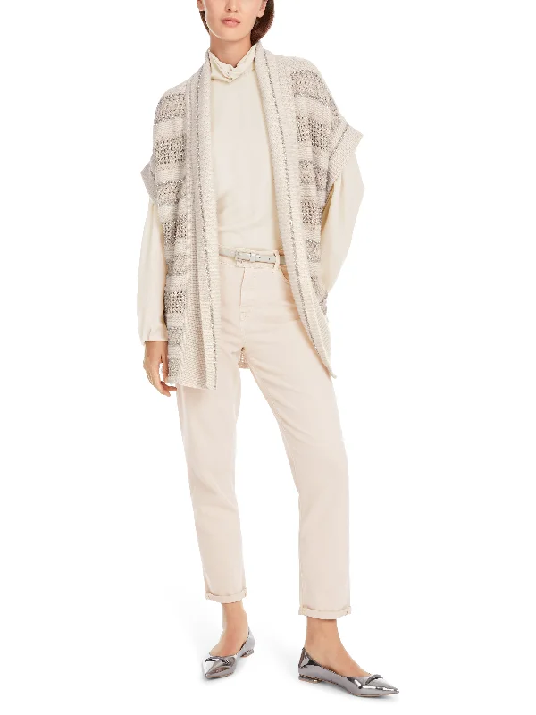 MARC CAIN Cream Sparkly Cardigan Oversized Loose Flowy