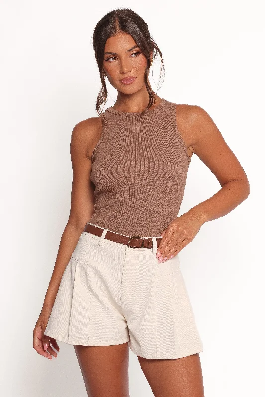 Ari Ribbed Tank - Mocha lavender tank top