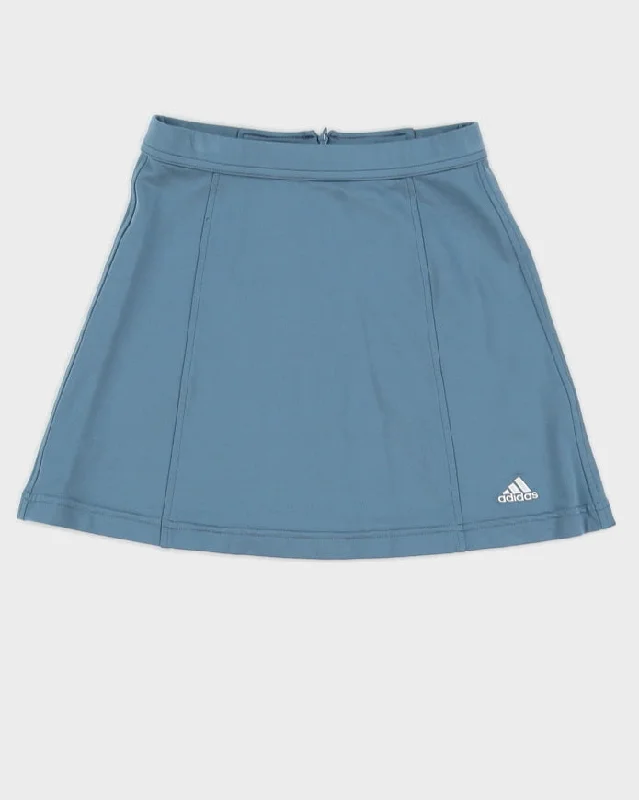 Y2K 00s Adidas Blue Mini Skirt - XXS zip skirt side