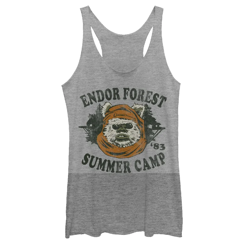 Women's Star Wars Ewok Summer Camp Racerback Tank Top baby blue tank