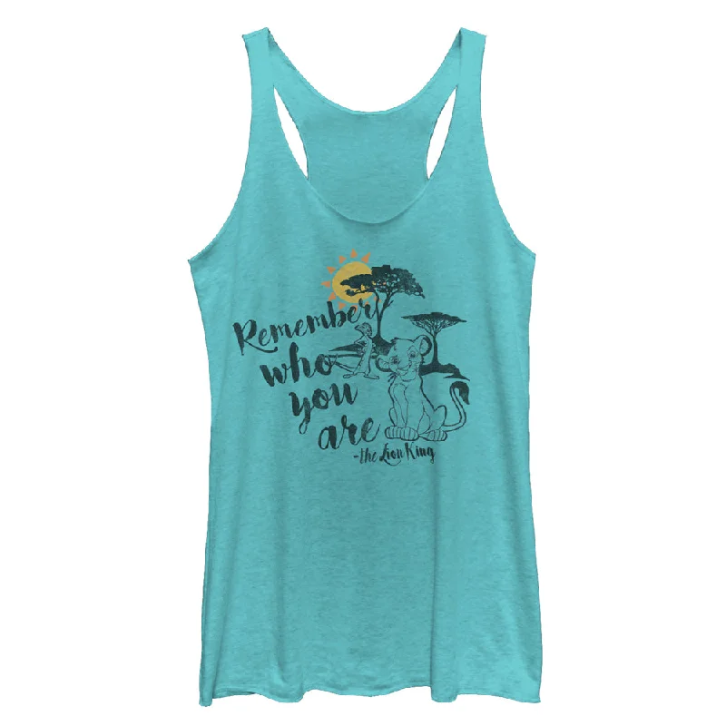 Women's Lion King Simba Never Forget Who You Are Racerback Tank Top vintage tank top