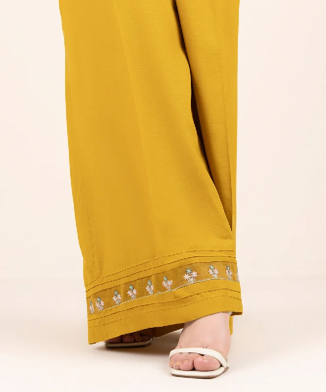 Solid Cambric Flared Pants Casual Wide Pants