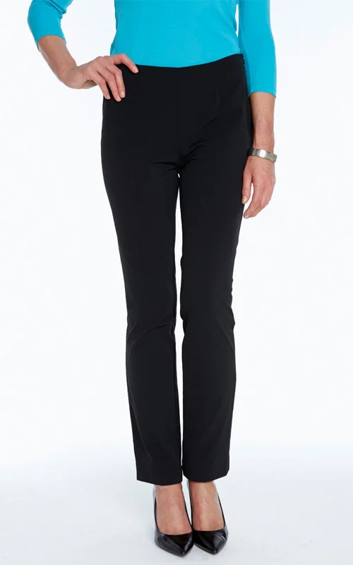 Active Stretch Nylon Side Zip Slim Pant Chic Faux Leather Pants