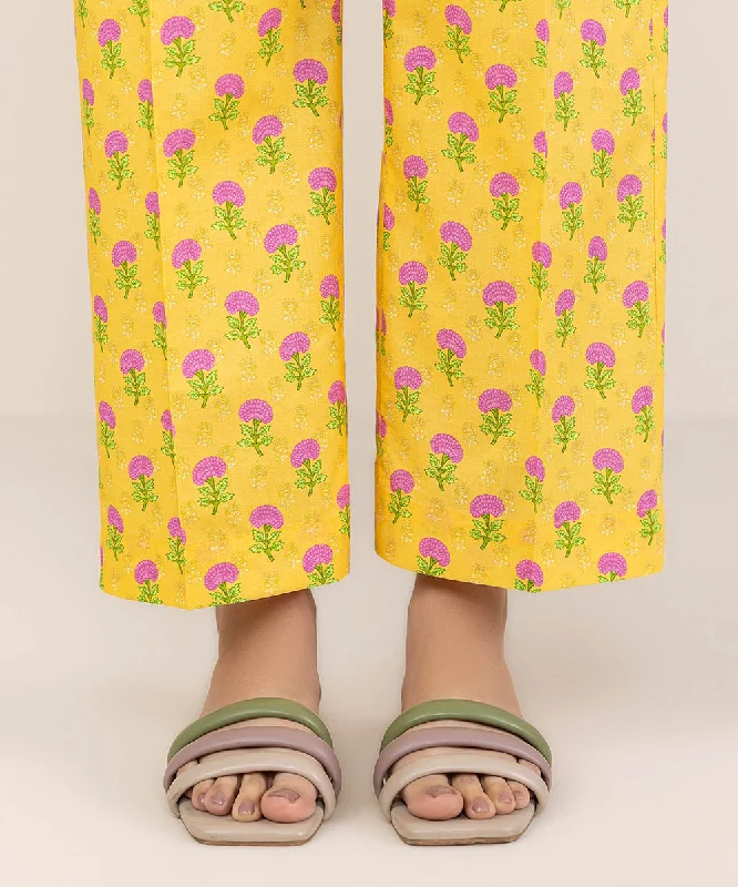 Printed Cambric Straight Pants Fashionable Tapered Leg Pants