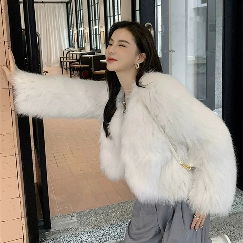 Alexandra Furry Cardigan Crew Neck V-Neck Turtle Neck