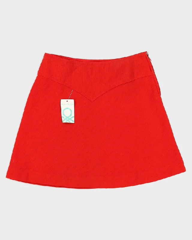 Deadstock Vintage 1970s Benetton Red Mini Skirt - S chiffon skirt airy