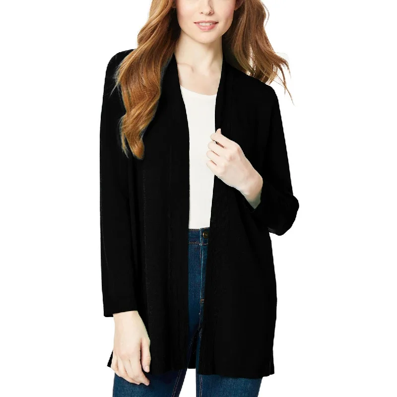 Jones New York Womens Ribbed V-Neck Cardigan Sweater Transparent Opaque Sheer