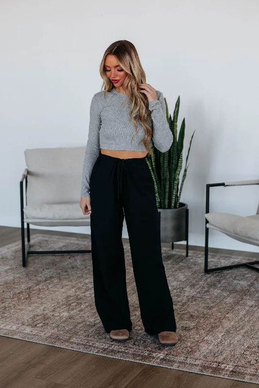 Tuned In Pants - Black Relaxed Linen Pants