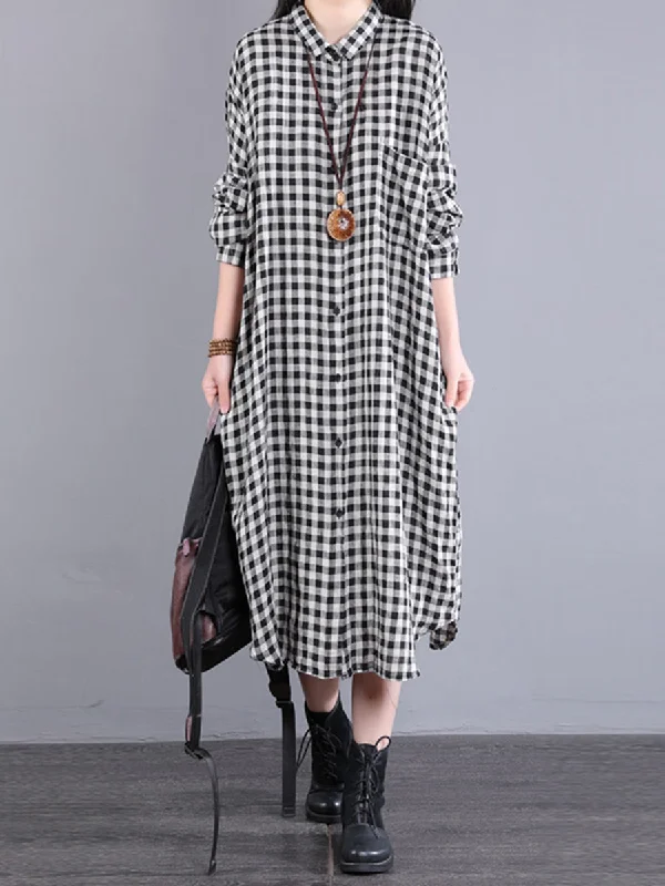 Plus Size Women Casual Plaid Pocket Loose Linen Cardigan Dress Fleece Cardigan Nylon Polyester Plus Size Women Casual Plaid Pocket Loose Linen Cardigan Dress Fleece Cardigan Nylon Polyester