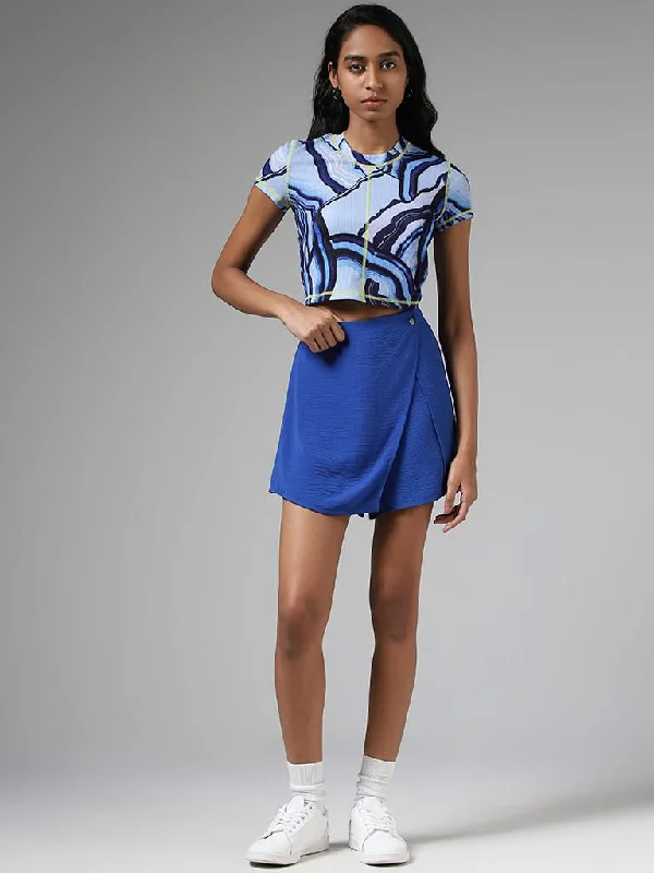 Nuon Solid Cobalt Blue Skirt flowy skirt hem