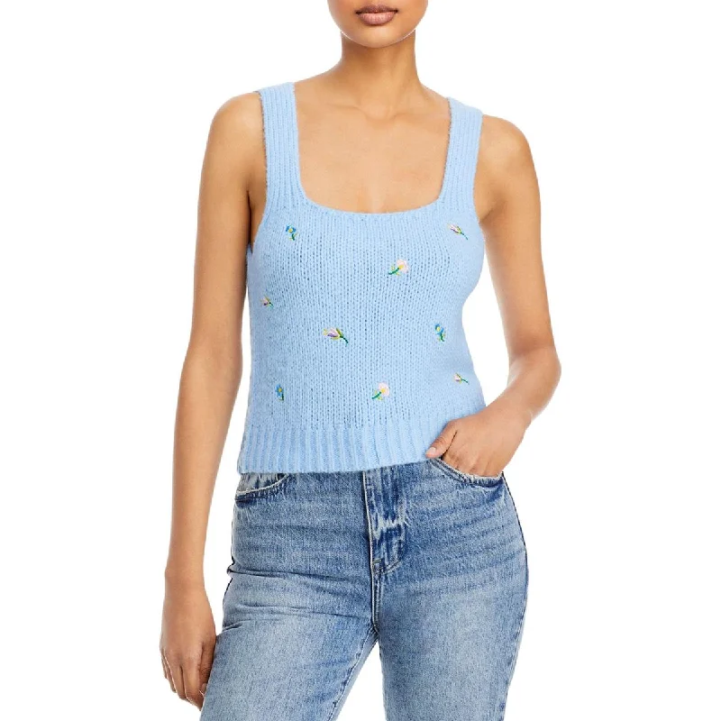 English Factory Womens Floral Embroidered Tank Top crossback tank top