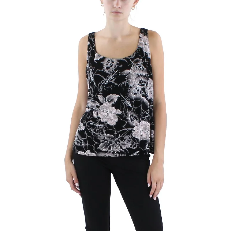 Alex Evenings Womens Glitter  Tank Top sheer tank top