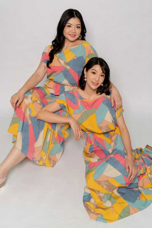 Jolin 2 in 1 Skirt Set in Yellow Puzzle wool skirt warm