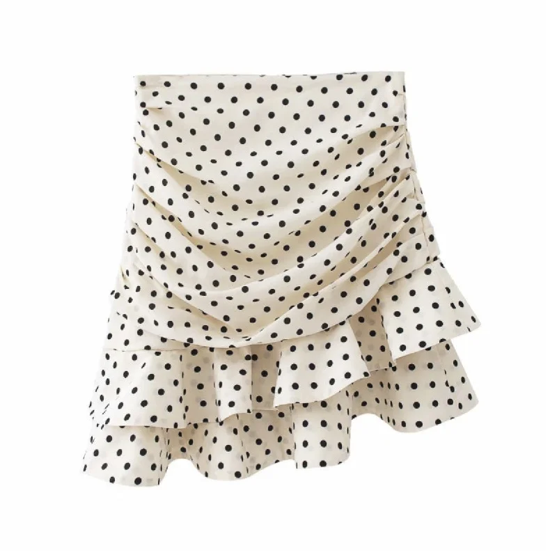Dot Printed Asymmetrical Skirt pencil skirt chic