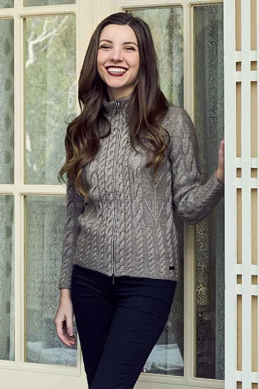 Adeli Woman Cardigan Without A Collar, Qiviuk, Merino & Silk Elegant Classic Vintage