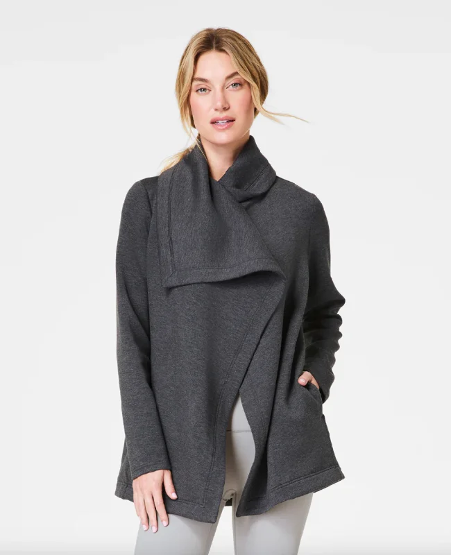 Airessentials Drapefront Cardigan Dark Gray Heather - Spanx Sequined Glittery Shiny