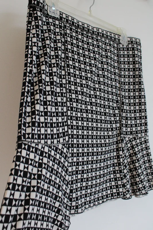 Max Studio Geometric Black & White Mini Skirt | L chiffon skirt lightweight