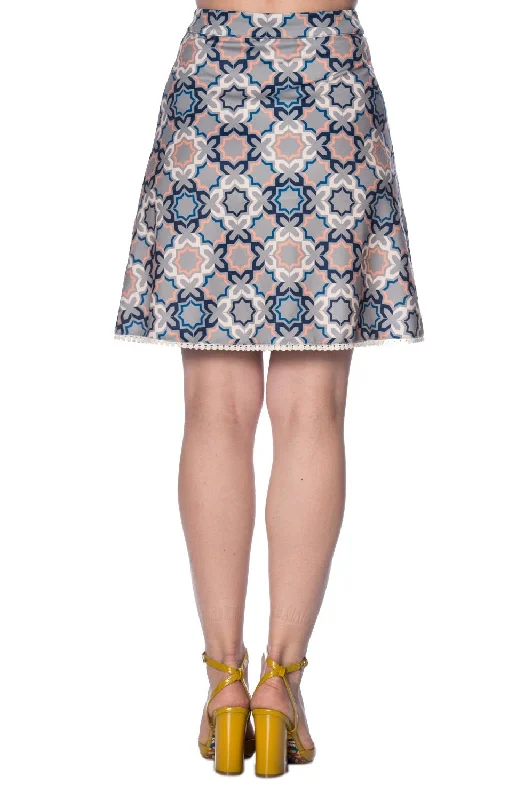 Banned Apparel - 1970s Tile Skirt wool skirt sturdy