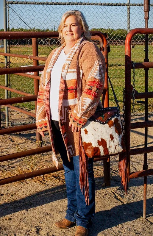 Bethany Aztec cardigan Real Fur Shearling Chenille