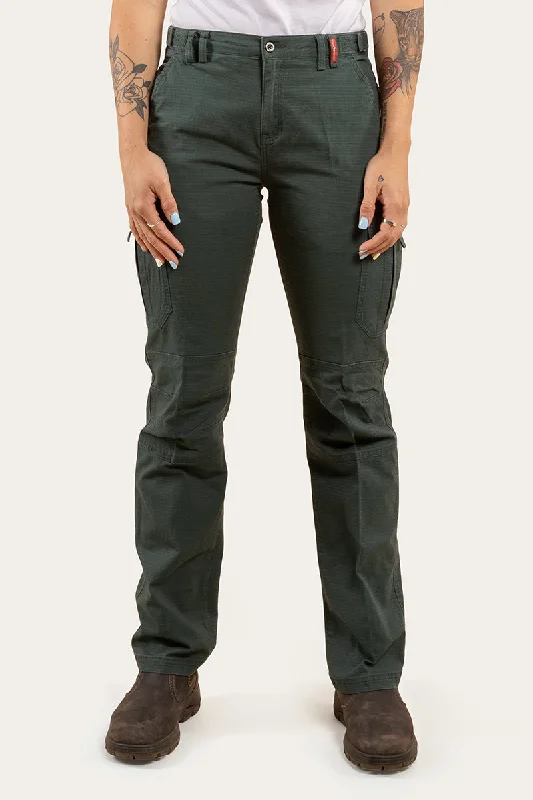 Zeehan Womens Ripstop Work Pants - Forest Green Slim-Fit Leggings