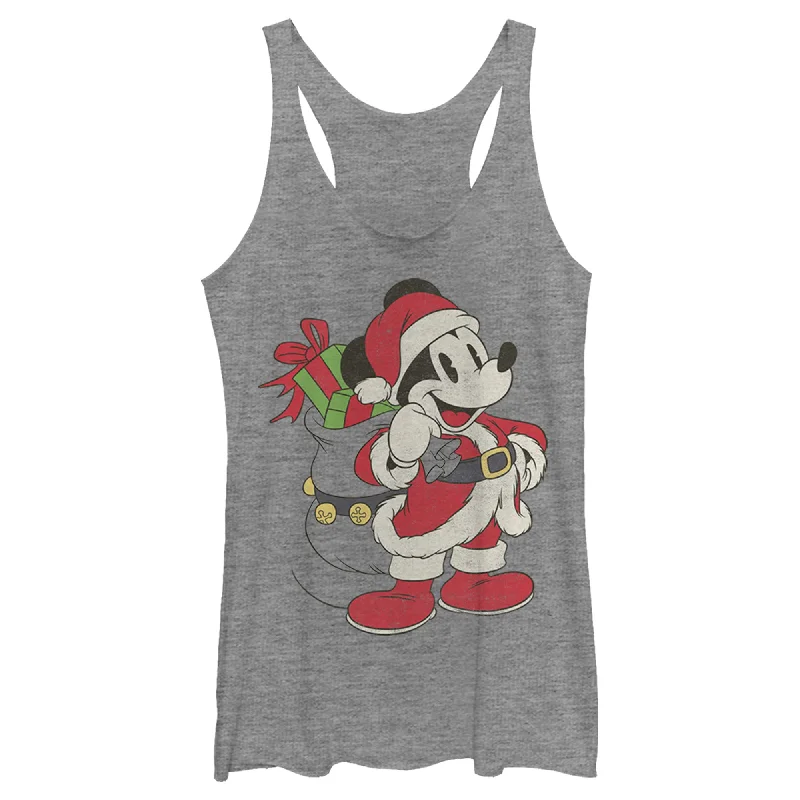 Women's Mickey & Friends Santa Mouse Racerback Tank Top fitted tank top
