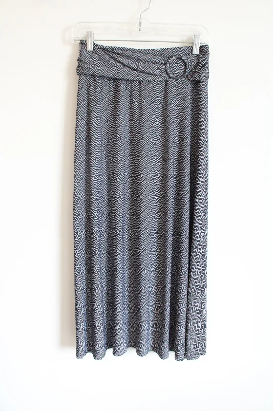 Robert Louis Black & White Patterned Belted Skirt | S Petite leather skirt modern