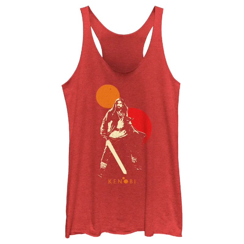 Women's Star Wars: Obi-Wan Kenobi Two Suns and Kenobi Outline Racerback Tank Top modal blend tank Women's Star Wars: Obi-Wan Kenobi Two Suns and Kenobi Outline Racerback Tank Top modal blend tank