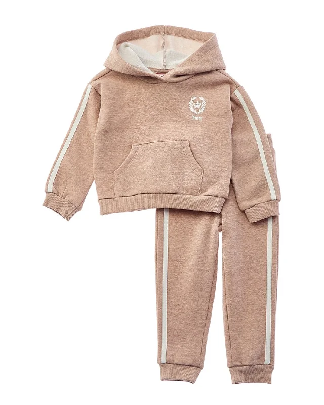 Juicy Couture 2pc Fleece Hoodie & Pant Set Chic Slim Fit Pants