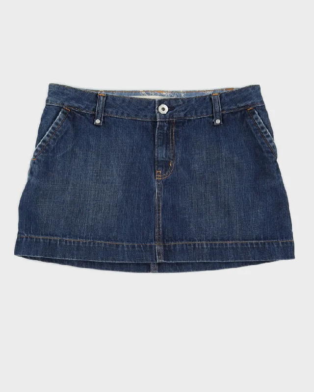 Y2K 00s Gap Dark Wash Denim Mini Skirt - W32 ruffled skirt detail