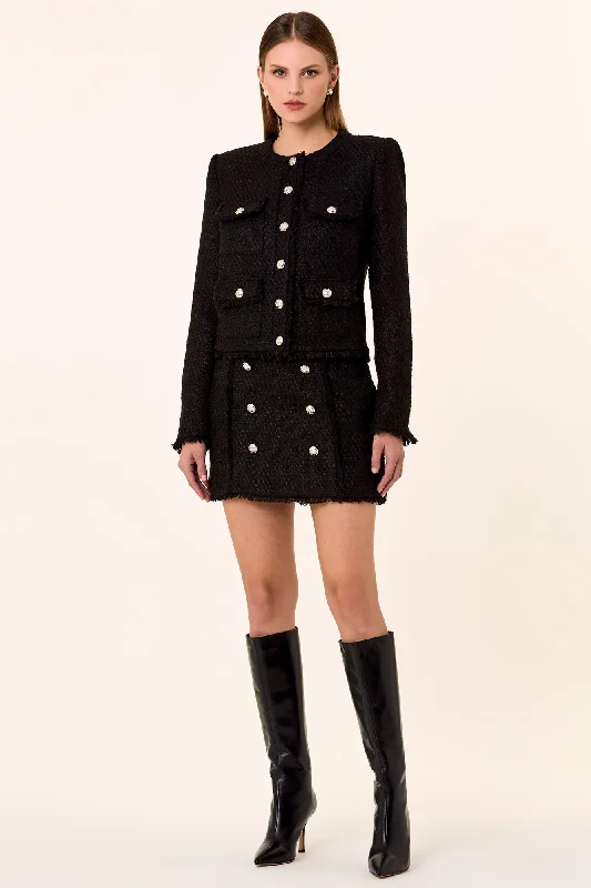 Suzi Skirt - Black velvet skirt rich