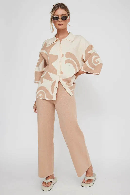 Nalani Knit Pants Wood Trendy Printed Pants