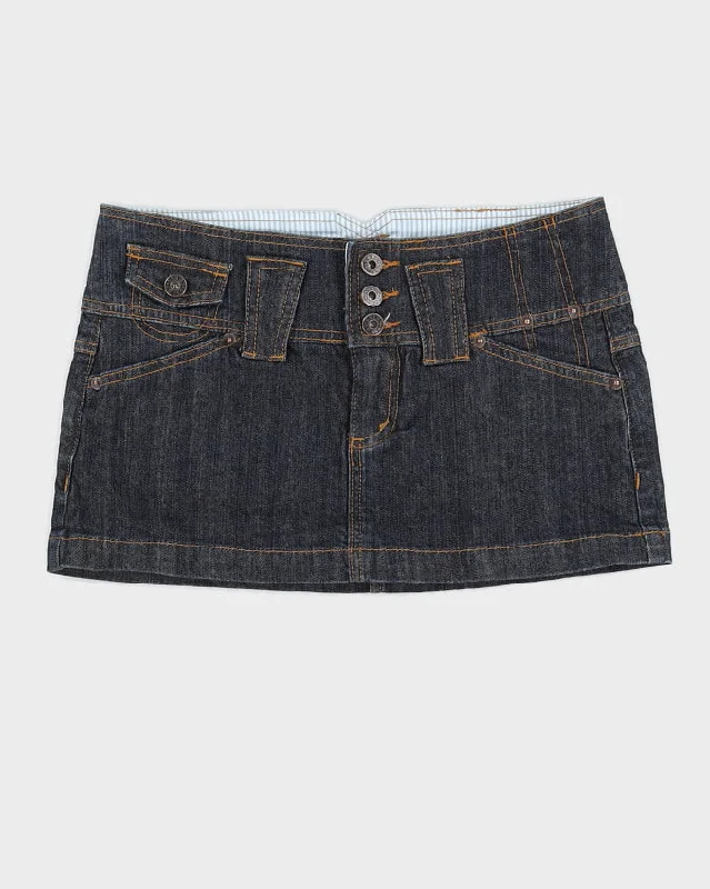 Y2K 00s Guess Dark Wash Denim Micro Mini Skirt - S casual skirt length