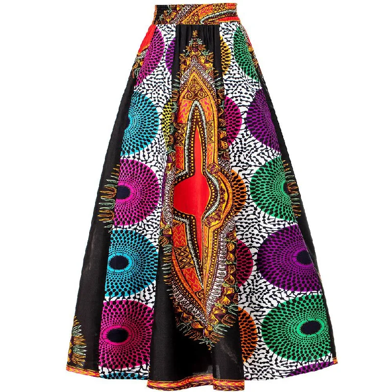 10707-MX39 latest pleated African tie dyed plus size women skirts sehe fashion linen skirt light