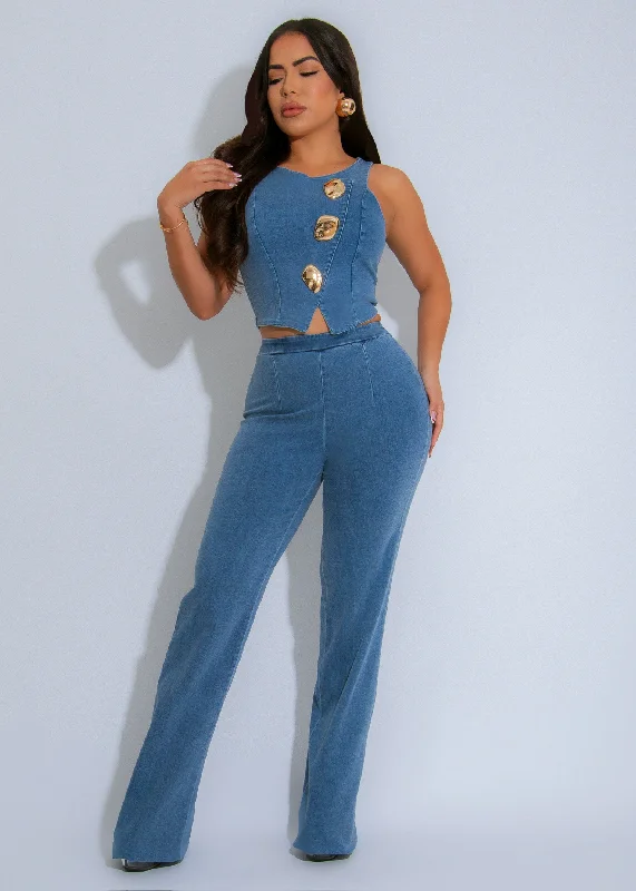 The Statement Pant Set Light Denim Relaxed Linen Pants