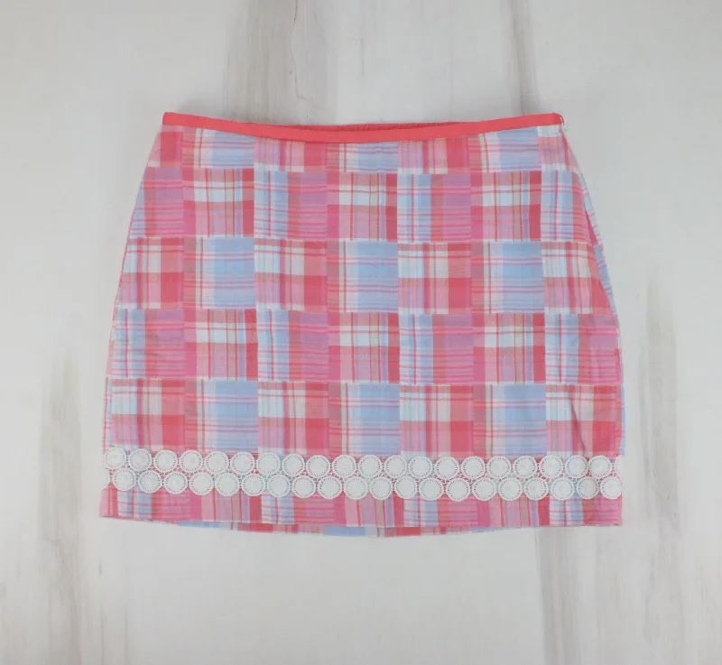 VINEYARD VINES PINK/BLUE PLAID SKIRT LADIES SIZE 8 PRE-LOVED lace skirt romantic
